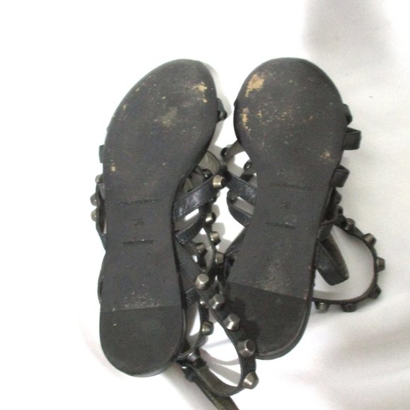 BALENCIAGA LEATHER STUD Strappy Sandal Shoe 36 BLACK - Picture 5 of 6